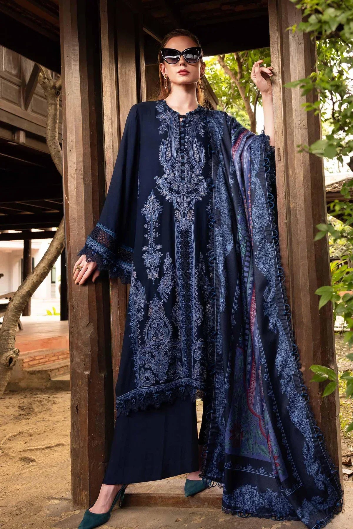 Premium Embroidered Dress with Voil Printed Dupata A168