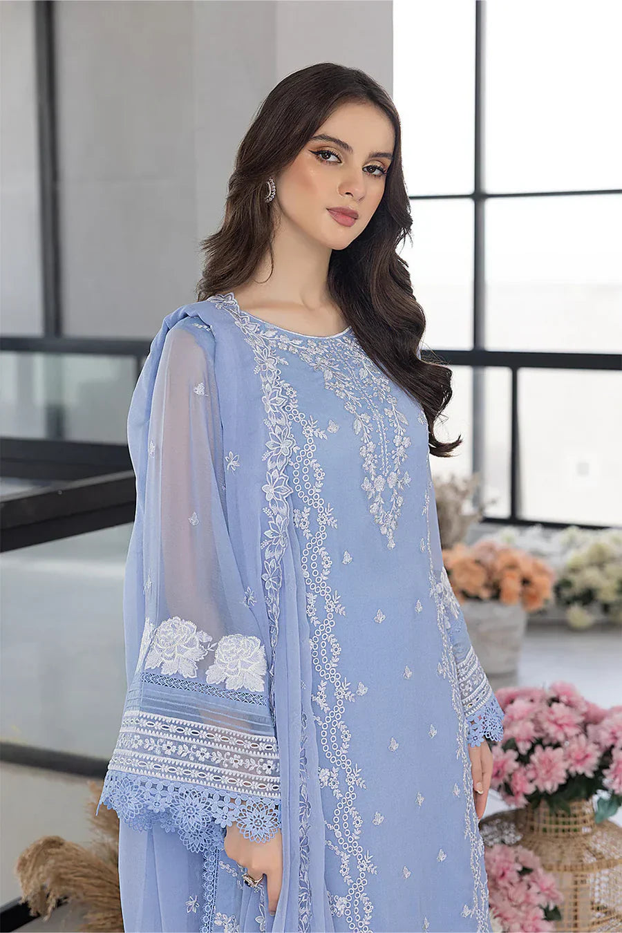 Premium Embroidered Dress with Embroidered Organza Dupatta A005