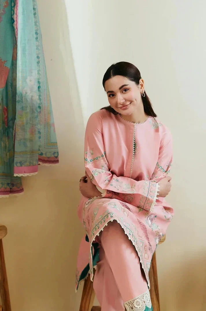 Premium Embroidered Dress with Printed Chiffon Dupatta A057
