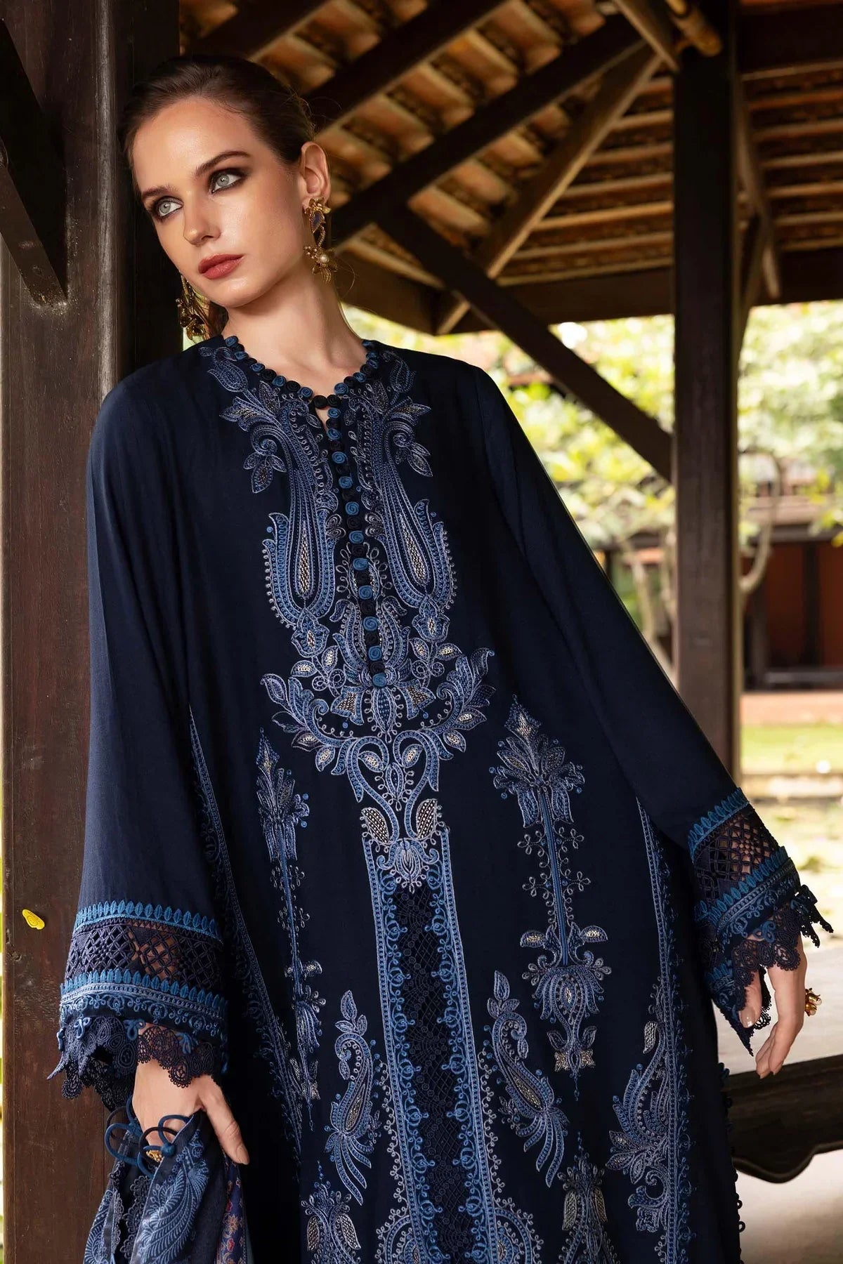 Premium Embroidered Dress with Voil Printed Dupata A168