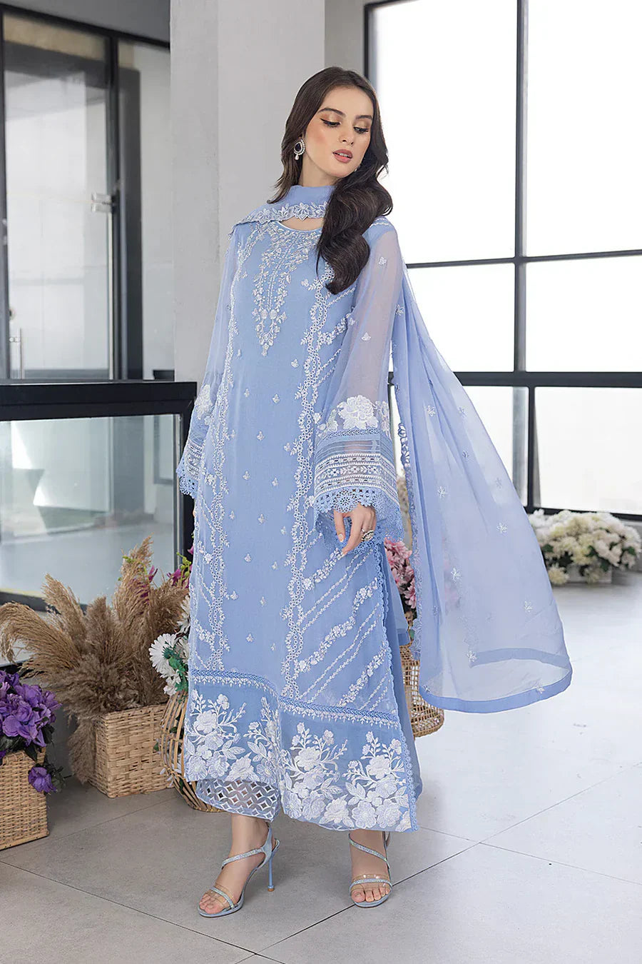 Premium Embroidered Dress with Embroidered Organza Dupatta A005