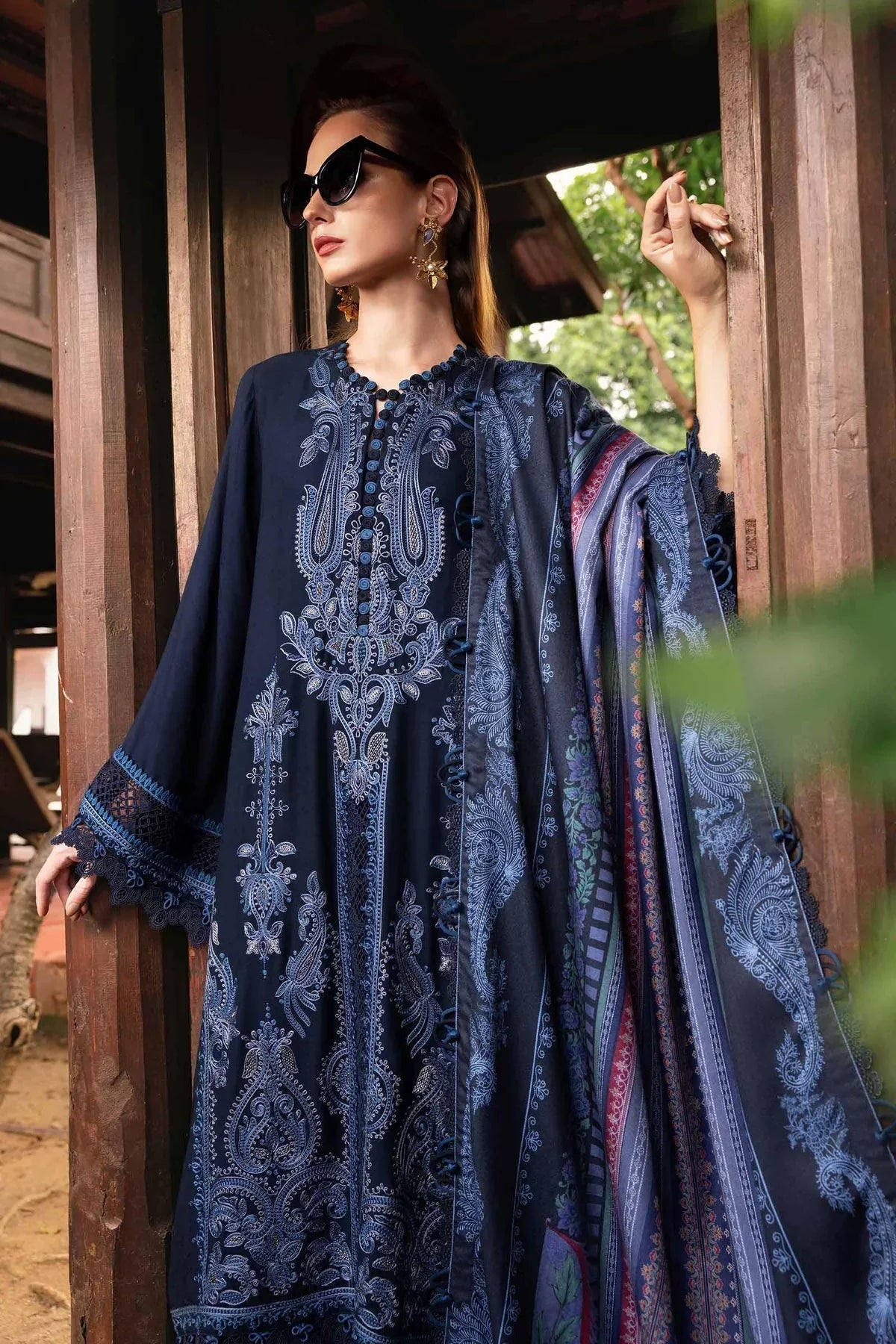 Premium Embroidered Dress with Voil Printed Dupata A168