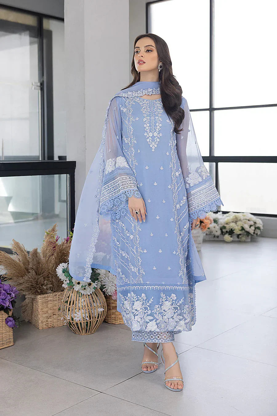 Premium Embroidered Dress with Embroidered Organza Dupatta A005
