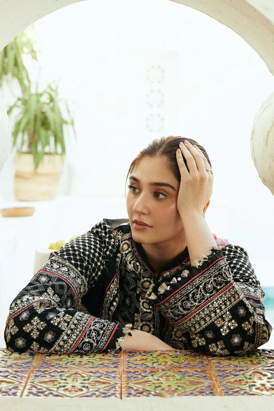 Premium Embroidered Dress with Printed Chiffon Dupatta A070